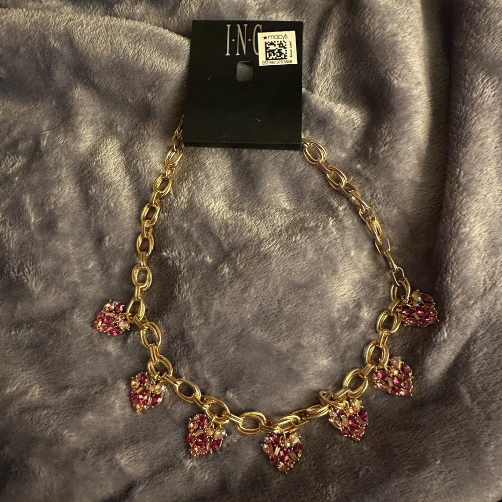 NWT INC Gem Heart Charm Necklace